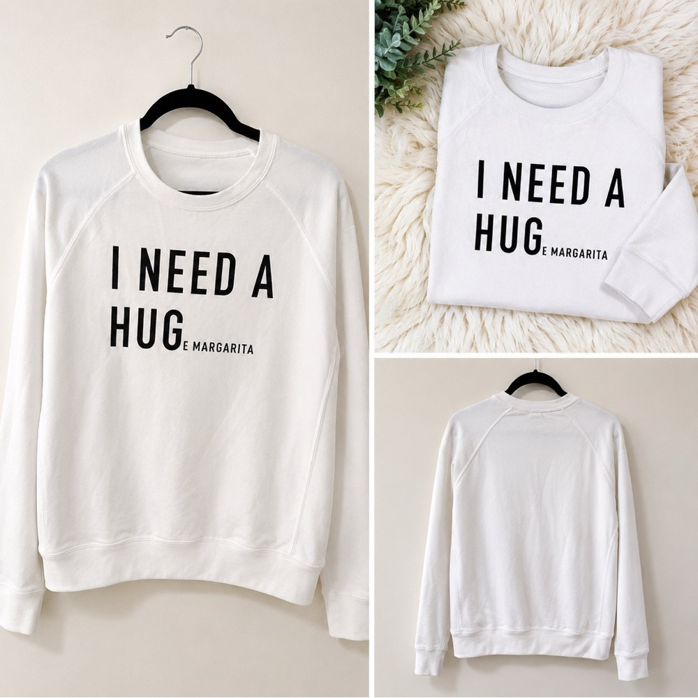 White "I NEED A HUGe MARGARITA" Graphic Sweatshirt